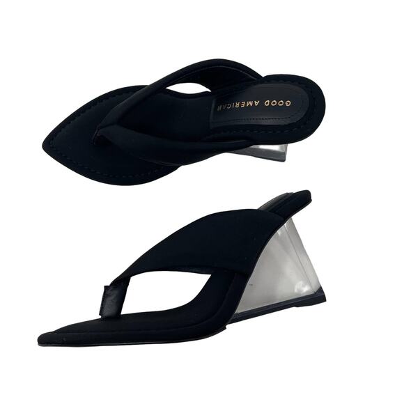 Good American Clear Wedge Sandals Size 6 Neoprene GA077N-X - Picture 4 of 5